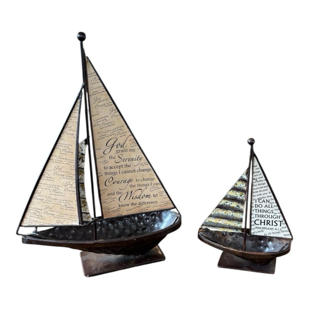 2 Metal Sailboat‎ Decor God Grant Me The Serenity & I Can Do All Things Things